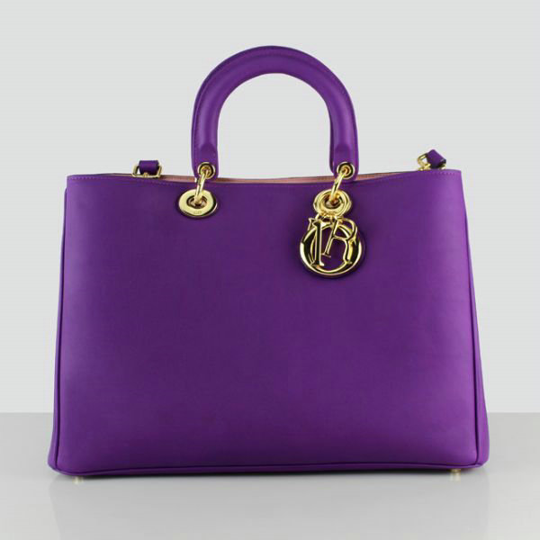 Christian Dior diorissimo original calfskin leather bag 44373 purple & light pink - Click Image to Close